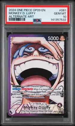2024 ONE PIECE OP09-EMPERORS IN THE NEW WORLD ALT ART #061 MONKEY D LUFFY PSA 10 - Image 1