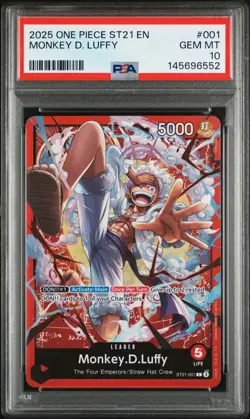 2025 ONE PIECE STARTER DECK ST21-EX GEAR 5 #001 MONKEY D. LUFFY PSA 10 - Image 1