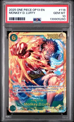 2025 ONE PIECE OP13-CARRYING ON HIS WILL #118 MONKEY D. LUFFY PSA 10 - Image 1