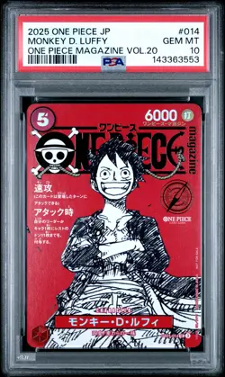 2025 ONE PIECE JAPANESE PROMOS MAGAZINE VOL.20 #014 MONKEY D. LUFFY PSA 10 - Image 1