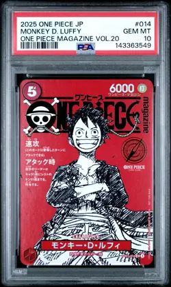 2025 ONE PIECE JAPANESE PROMOS MAGAZINE VOL.20 #014 MONKEY D. LUFFY PSA 10 - Image 1