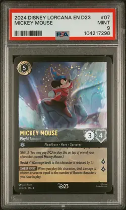 2024 DISNEY LORCANA EN D23-D23 EXPO PROMO MICKEY MOUSE - PLAYFUL SORCERER PSA 9 - Image 1