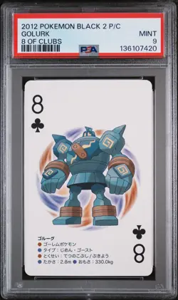 2012 POKEMON BLACK 2 PLAYING CARDS 8 OF CLUBS GOLURK PSA 9 - Image 1