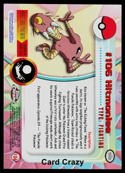 Hitmonlee #106 - Topps Chrome Series 2 Pokemon Card Near Mint - Image 2