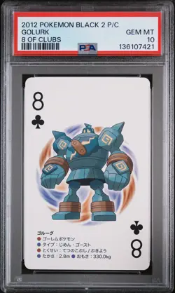 2012 POKEMON BLACK 2 PLAYING CARDS 8 OF CLUBS GOLURK PSA 10 - Image 1