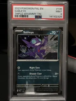 Pokemon Sableye Holo Rare Promo Card 136/193 Paldea Evolved Cosmos Swirls PSA 9 - Image 1