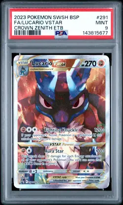 2023 POKEMON SWSH BLACK STAR PROMO #291 FULL ART/LUCARIO VSTAR PSA 9 - Image 1