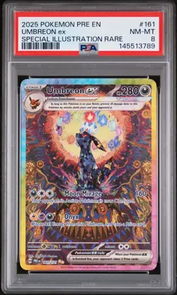 2025 POKEMON PRISMATIC EVOLUTIONS SPECIAL ILLUSTRATION RARE UMBREON EX PSA 8 - Image 1