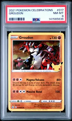 2021 POKEMON CELEBRATIONS #017 GROUDON PSA 8 - Image 1