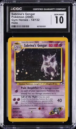 2000 POKEMON GYM HEROES HOLO #14 SABRINA'S GENGAR CGC 10 - Image 1