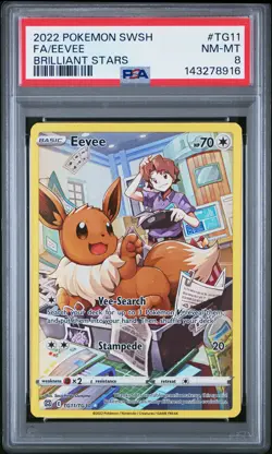2022 POKEMON SWORD & SHIELD BRILLIANT STARS #TG11 FULL ART/EEVEE PSA 8 - Image 1