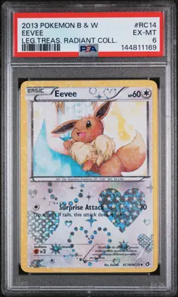2013 POKEMON BLACK & WHITE LEGEND TREASURES RADIANT COLLECTION #RC14 EEVEE PSA 6 - Image 1