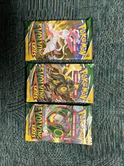 Pokemon Evolving Skies Booster Packs Set of 3 Sealed - Image 1