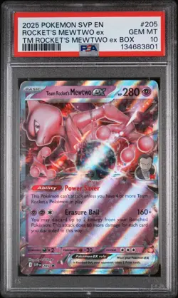 2025 Pokemon Scarlet and Violet Rocket’s Mewtwo ex #205 Promo PSA 10 - Image 1