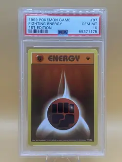 1999 Pokemon Shadowless 1st Edition Base Set Fighting Energy #97 PSA Gem Mint 10 - Image 1