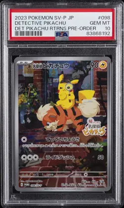 2023 POKEMON JAPANESE SV-P PROMO #098 DETECTIVE PIKACHU PSA 10 - Image 1