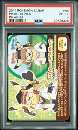 2014 POKEMON SCRAP PIKACHU #04 PIKACHU PH.D PSA 4 - Image 1