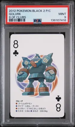 2012 POKEMON BLACK 2 PLAYING CARDS 8 OF CLUBS GOLURK PSA 9 - Image 1