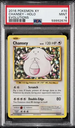 2016 POKEMON XY EVOLUTIONS #70 CHANSEY-HOLO PSA 9 - Image 1