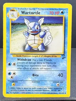 Wartortle 63/130 Base 2 Set Pokemon 2000 Heavy Play HP - Image 1