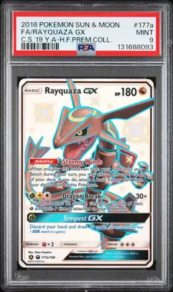2018 POKEMON SUN & MOON CELESTIAL STORM #177A FULL ART/RAYQUAZA GX PSA 9 - Image 1