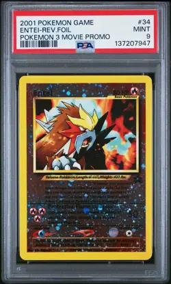 2001 POKEMON GAME MOVIE POKEMON 3 MOVIE PROMO #34 ENTEI-REVERSE FOIL PSA 9 - Image 1