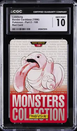 1996 POKEMON BANDAI CARDDASS #108 LICKITUNG CGC 10 GEM MINT - Image 1