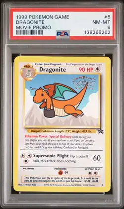 1999 POKEMON GAME MOVIE PROMO #5 DRAGONITE PSA 8 - Image 1