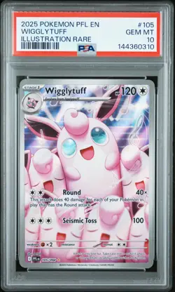 2025 POKEMON PFL EN-PHANTASMAL FLAMES ILLUSTRATION RARE #105 WIGGLYTUFF PSA 10 - Image 1