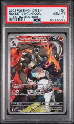 2025 POKEMON DESTINED RIVALS ILLUSTRATION RARE #191 TEAM ROCKETS HOUNDOOM PSA 10 - Image 1