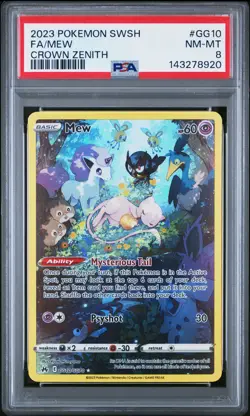 2023 POKEMON SWORD & SHIELD CROWN ZENITH #GG10 FULL ART/MEW PSA 8 - Image 1