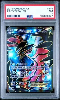 2014 POKEMON XY #144 FULL ART/YVELTAL EX PSA 7 - Image 1