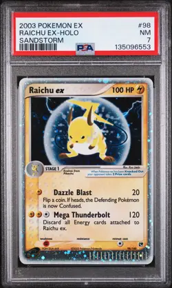 2003 POKEMON EX SANDSTORM #98 RAICHU EX-HOLO PSA 7 - Image 1