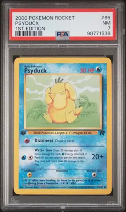 2000 POKEMON ROCKET 1ST EDITION #65 PSYDUCK PSA 7 - Image 1