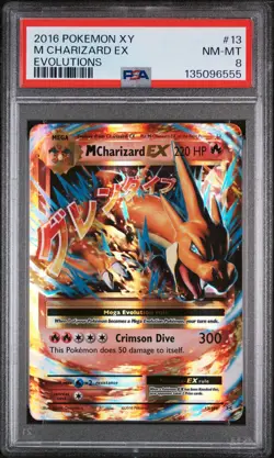 2016 POKEMON XY EVOLUTIONS #13 M CHARIZARD EX PSA 8 - Image 1