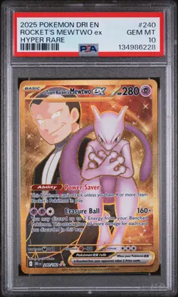 2025 POKEMON DRI EN-DESTINED RIVALS HYPER RARE TEAM ROCKET'S MEWTWO EX PSA 10 - Image 1