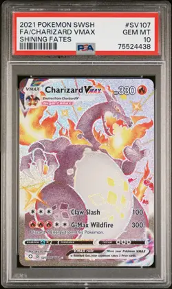 2021 Pokemon Sword & Shield Full Art Charizard VMAX Shining Fates #SV107 PSA 10 - Image 1