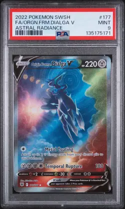 2022 POKEMON SWORD & SHIELD ASTRAL RADIANCE FULL ART/ORIGIN FORME DIALGA V PSA 9 - Image 1