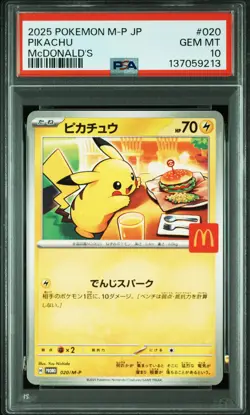 2025 POKEMON JAPANESE M-P PROMO MCDONALD'S #020 PIKACHU PSA 10 - Image 1