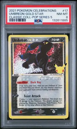 2021 POKEMON CELEBRATIONS CLASSIC COLLECTION #17 UMBREON-GOLD STAR PSA 8 - Image 1