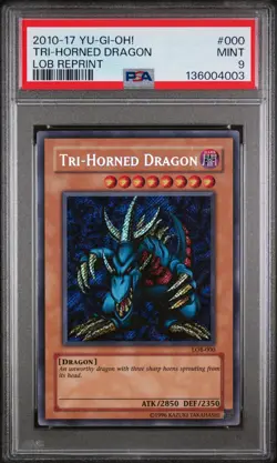 2010-2017 YU-GI-OH! LOB-REPRINT-HORNED DRAGON PSA 9 - Image 1