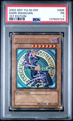 2002 YU-GI-OH! STARTER DECK: YUGI 1ST ED #006 DARK MAGICIAN PSA 1 - Image 1