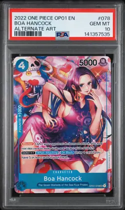 2022 ONE PIECE OP01-ROMANCE DAWN ALTERNATE ART #078 BOA HANCOCK PSA 10 - Image 1