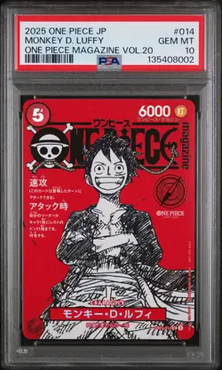 2025 ONE PIECE JAPANESE PROMOS MAGAZINE VOL.20 #014 MONKEY D. LUFFY PSA 10 - Image 1