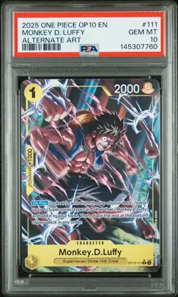 2025 ONE PIECE OP10-ROYAL BLOOD ALTERNATE ART #111 MONKEY D. LUFFY PSA 10 - Image 1
