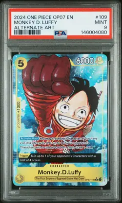2024 ONE PIECE OP07-500 YEARS IN THE FUTURE ALTERNATE ART MONKEY D. LUFFY PSA 9 - Image 1