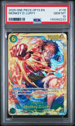 2025 ONE PIECE OP13-CARRYING ON HIS WILL #118 MONKEY D. LUFFY PSA 10 - Image 1