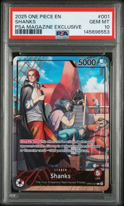 2025 ONE PIECE PROMOS PSA MAGAZINE EXCLUSIVE #001 SHANKS PSA 10 - Image 1