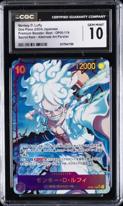 2024 ONE PIECE PREMIUM BOOSTER: ALT ART #OP05-119 MONKEY D. LUFFY CGC 10 - Image 1