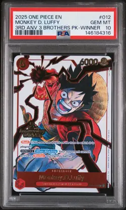 2025 ONE PIECE 3RD ANNIV TOURNAMENT 3 BROTHERS PACK WINNER MONKEY D LUFFY PSA 10 - Image 1